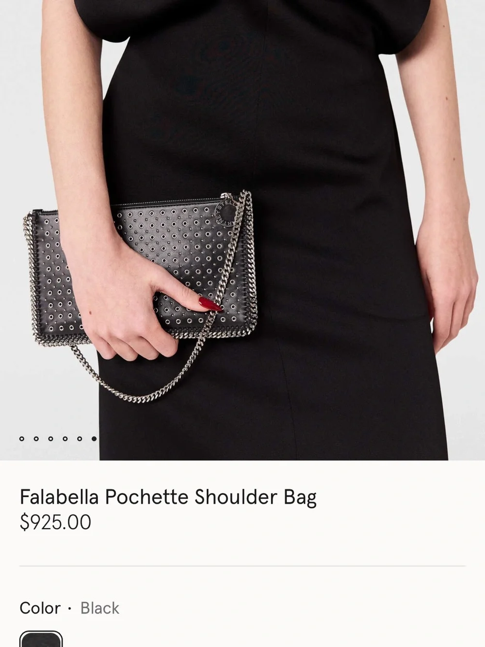 Stella McCartney Black Eyelet-Stud Chain Clutch